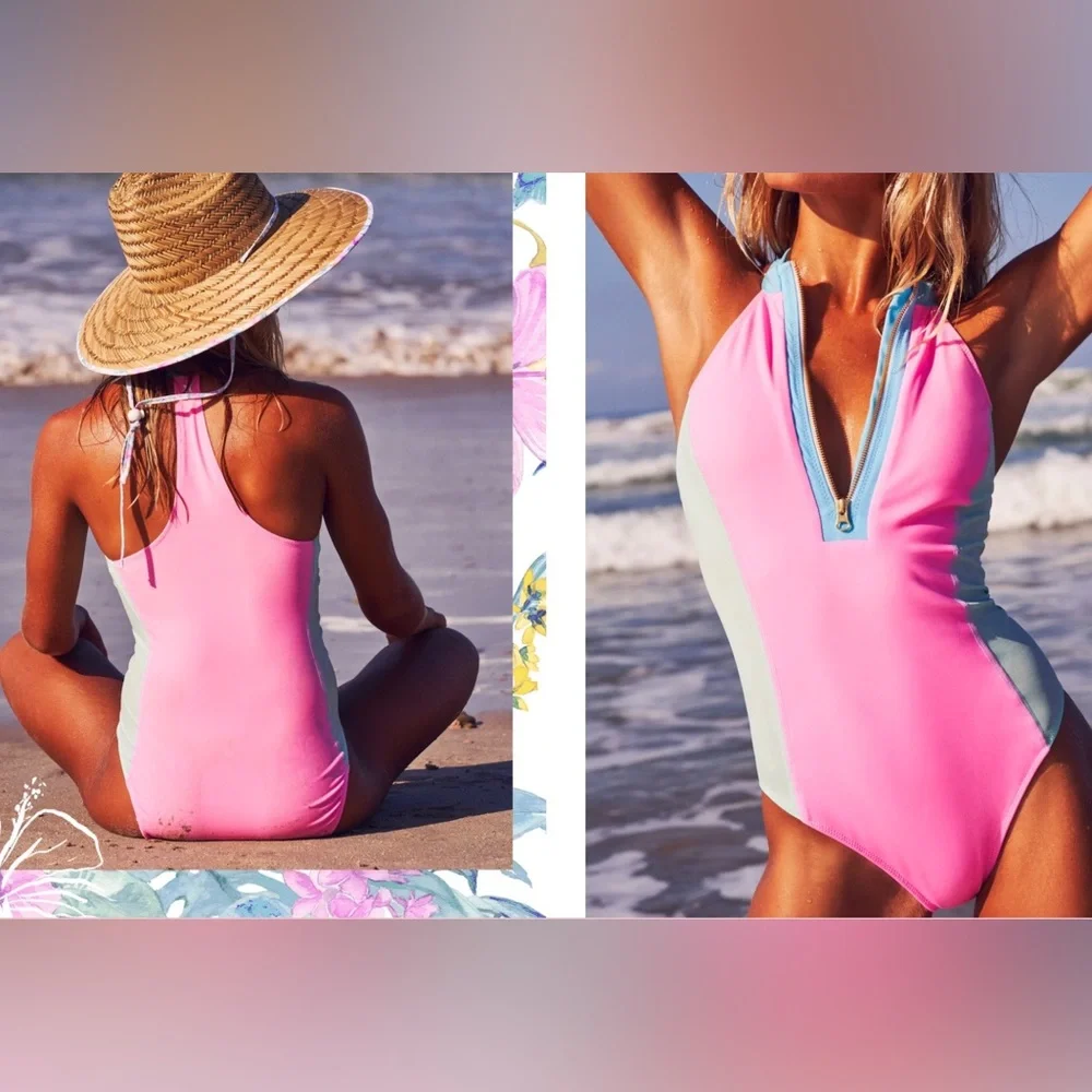 LoveShackFancy X Hurley Max Colorblock One Piece Bathing Suit